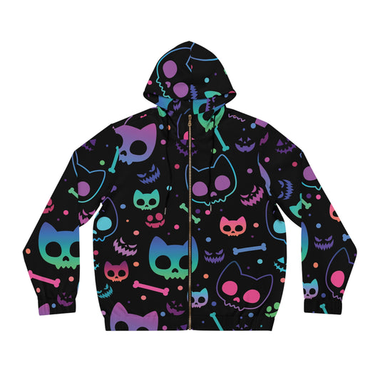 Neon Kitty Skulls Unisex Full-Zip Hoodie