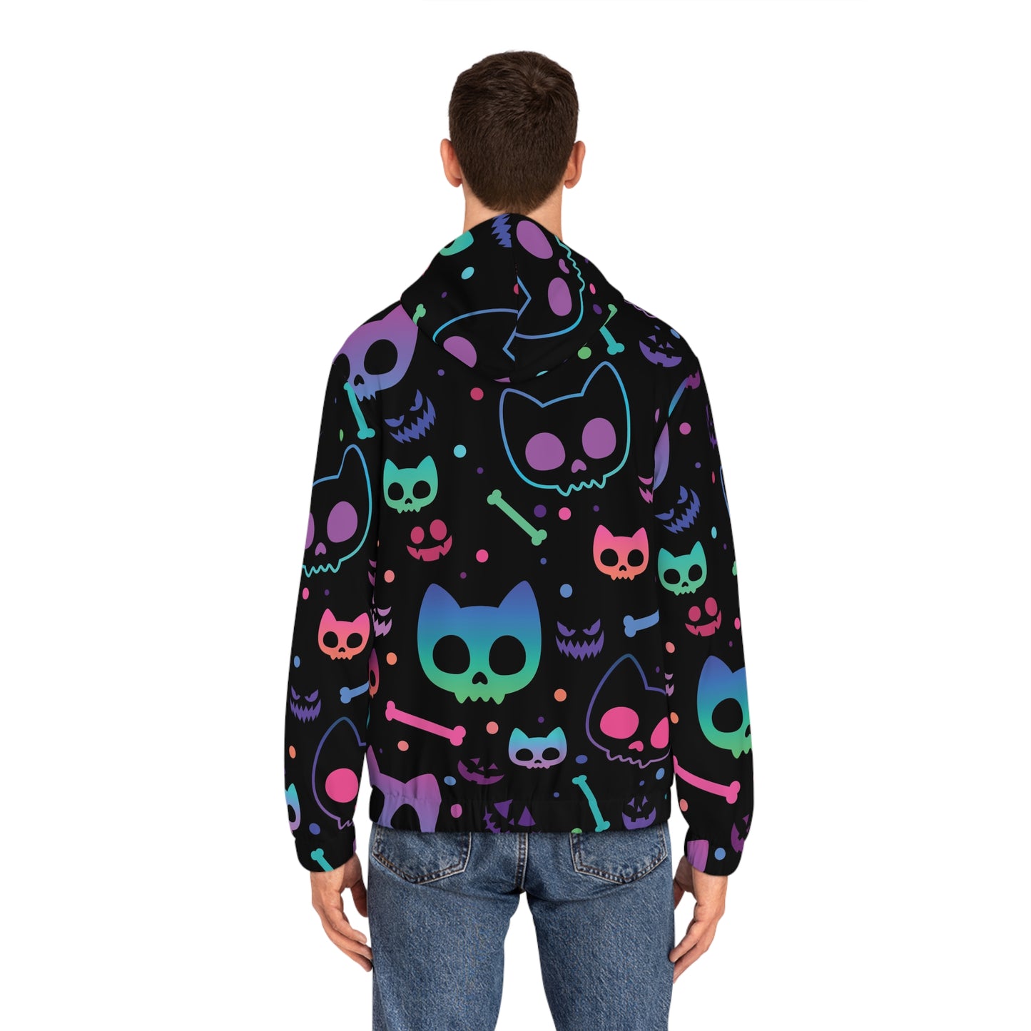 Neon Kitty Skulls Unisex Full-Zip Hoodie