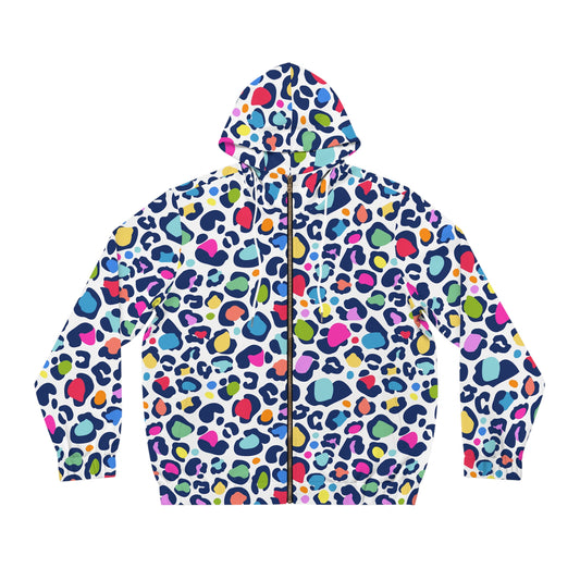 Neon Leopard Unisex Full-Zip Hoodie