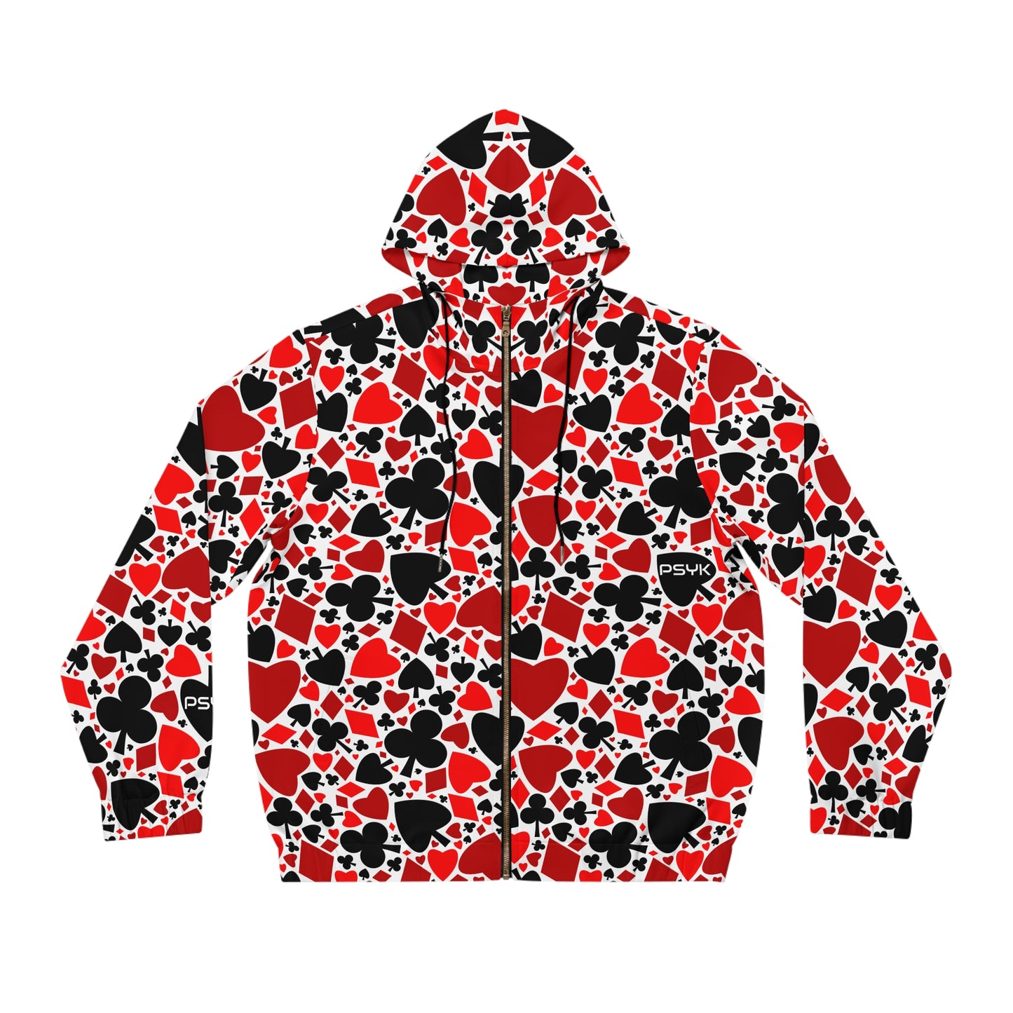 Play Card Pattern Unisex Full-Zip Hoodie