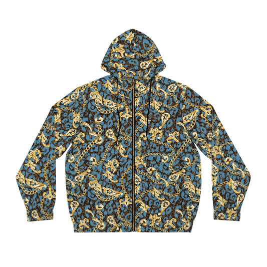 Chain Pattern Full-Zip Hoodie